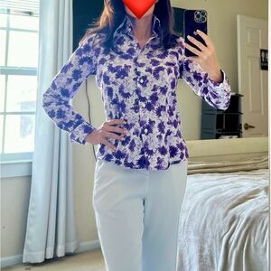 Purple Floral Button-Up Shirt